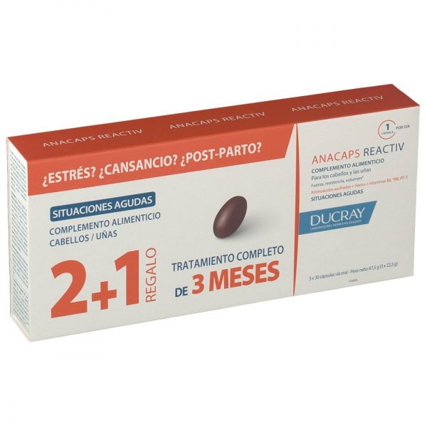 pack trio anacaps reactiv 3x30caps ducray